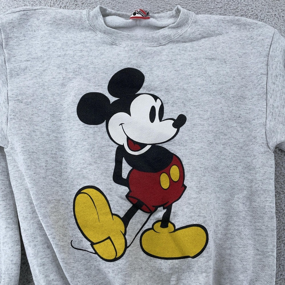 Vintage‎ Disney Mickey Mouse Sweatshirt FITS Small/Medium Gray Crewneck USA 90s